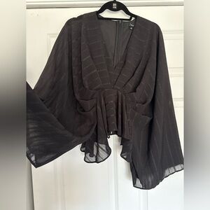 Lulus Elegant Black Flowy Blouse